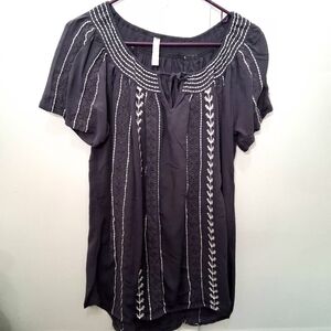 Gray Embroidered Women's Top Size M Oversize Fit XL